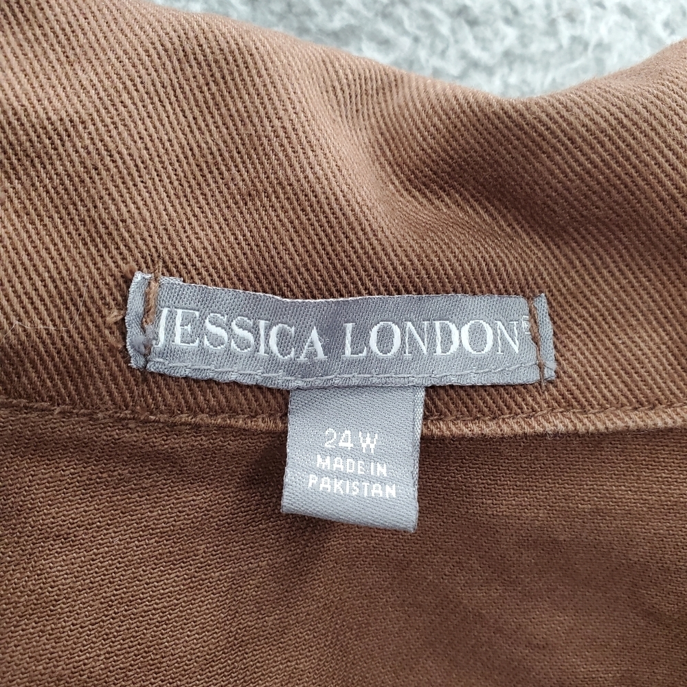 Jessica London Jean Jacket Womens Plus Size 24W Brown - Picture 2 of 10